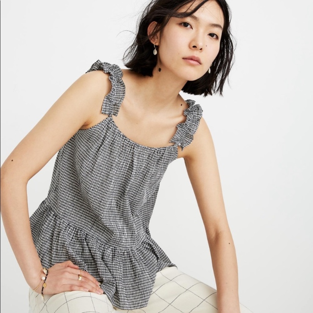 (Madewell) Ruffle-Strap Cami Top in Gingham 6